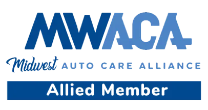 Logo for the Midwest Auto Care Alliance (MWACA) with the words Allied Member in a blue rectangle below the organization name.