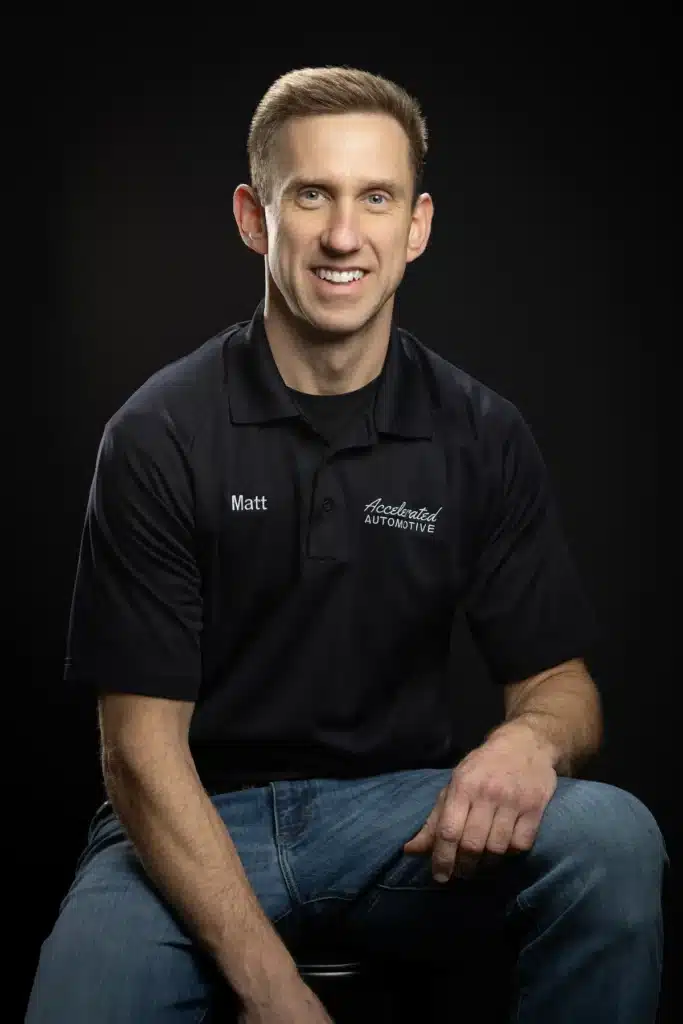 Matt Wagg, Business Owner and Founder at Accelerated Automotive, studio portrait wearing company polo